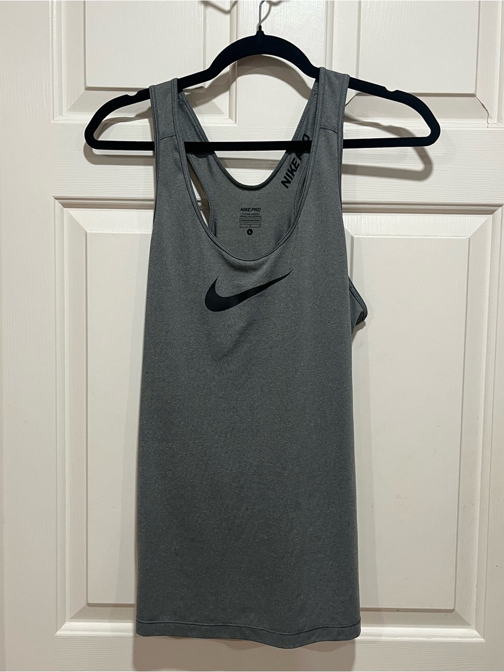 Nike Gray Racerback Performance Tank with Black Swoosh
